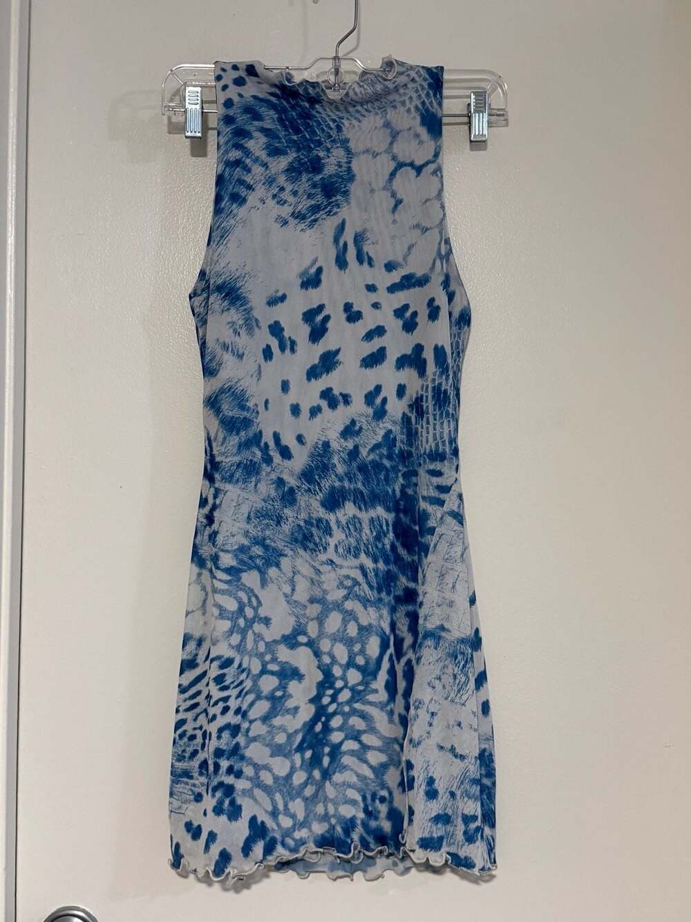 RESA Savannah Mini Dress Blue White Animal Print Size Small - Picture 3 of 8